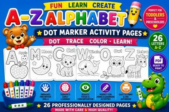 Download A–Z Alphabet Dot Marker Coloring Pages - Dot mark Collection
