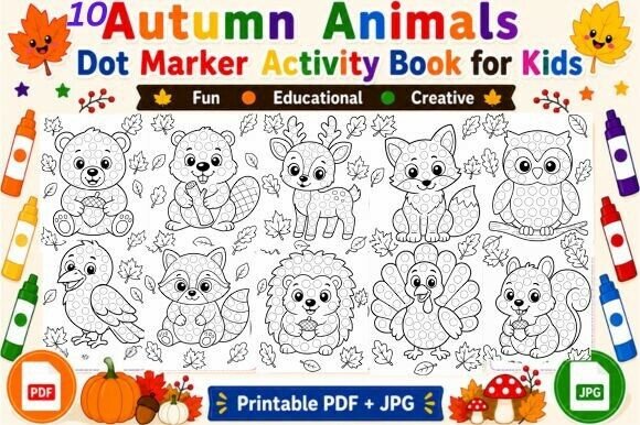 Download Autumn Dot Marker Coloring Page - Dot mark Collection