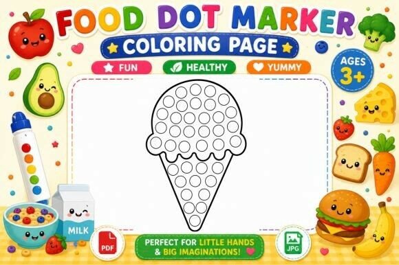 Download Food Dot Marker Coloring Page - Dot mark Collection