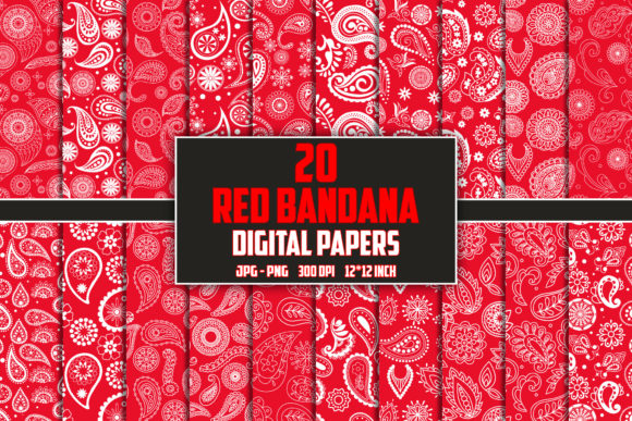 Download Red Bandana Paisley Digital Papers - Bandana Collection