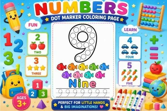 Download Numbers Dot Marker Coloring Page - Dot mark Collection